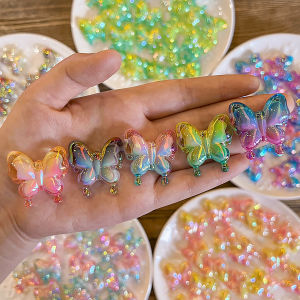 DIY อุปกรณ์เสริมสีไล่โทนสี phoenix หางผีเสื้อการ์ตูนอุปกรณ์เสริมผมผีเสื้อ UV ชุบอะคริลิควัสดุลูกปัดหลวม