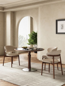 Nordic Style Solid Wood round Dining Table Modern Simplicity Rock Plate Home Use Small Apartment Restaurant Living Room Table