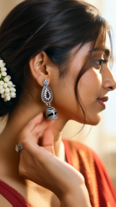 [SG] Vintage Oxidised Jhumka Earrings | Antique Teardrop Statement Earrings | Traditional Indian Ethnic Jewellery | ear me out (EMO-36)