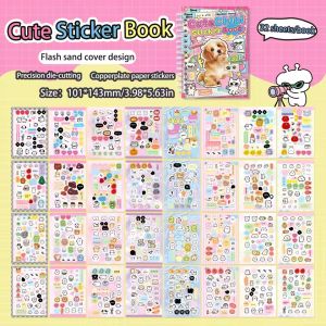 32pcs Cute Animal Sticker Book Double Spiral Binding with Built-In Die-Cutting DIY Decoration Sticker Material Books for Journal