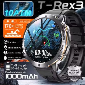 Đồng Hồ Thông Minh Quân Sự New T-Rex3 Pro 2025 Pin 1000mAh GPS La Bàn Chống Nước 10ATM Gọi HD 170+ Chế Độ Thể Thao Dành Cho Nam