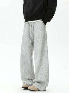 American Style Heavyweight Curved Blade Sport Sweatpants Mens Autumn Winter Trendy Loose Straight Casual Wide Leg Long Pants