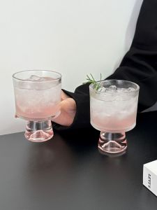 Pink Mountain Glass Cup Short Foot Iceberg Cup Creative High Foot Drink Cup Coffee Cup Sweet Cone Cup Wine Cup Nordic Style