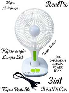 Kipas Angin Meja AC/DC 3in1 Fungsi & Portable LED Emergency