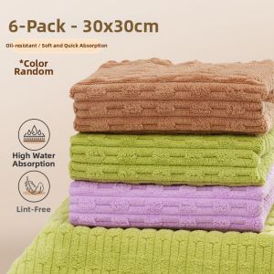 FURENJILI | Oil-Resistant Moisture-Absorbing Thickened Coral Fleece Dish Cloth