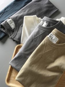 Summer New Style Retro Washed Pure Cotton round Neck Short Sleeve T-Shirt Base Shirt Casual Versatile Youth Popular Breathable