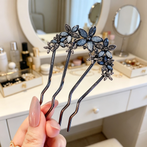 HANXIUYU | Water Drop Pearl and Rhinestone Decorated U-shaped Hairpin