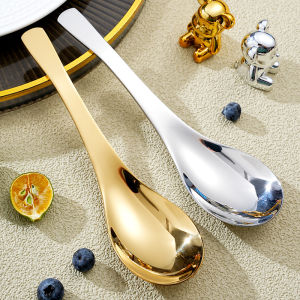 1Pcs Stainless Steel Soup Spoon Flatware / Rice Dinner Dessert Spoons / Kitchen Tableware