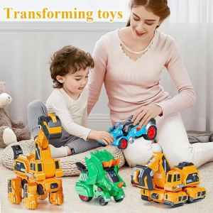 Dinosaur Car Collision Deformation Toys Excavator Racing Car Tyrannosaurus Rex Robot Model Kid Gifts