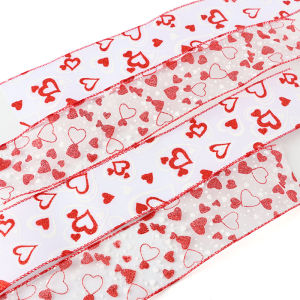 (6 yard/gói) 63mm hình trái tim Ruy Băng Organza dây cạnh Ngày Valentine vải ruy băng Hộp Quà Tặng packagin trang trí tiệc tự làm