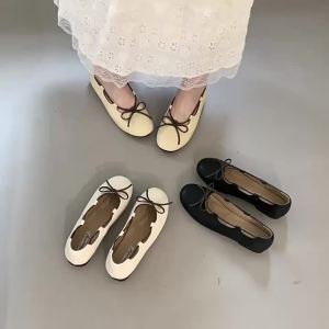 Round Toe Bow Flat Shoes Slip On Casual Shoes