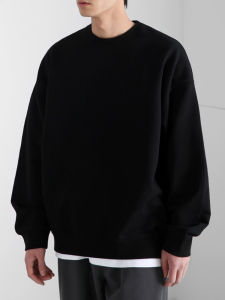 Dày Mùa Đông Dép Nỉ Cặp Đôi Áo Khoác Nam Nữ Ins Hợp Thời Trang Thương Hiệu Dáng Rộng Dài Tay Cổ Tròn Chui Đầu Màu Cơ Bản