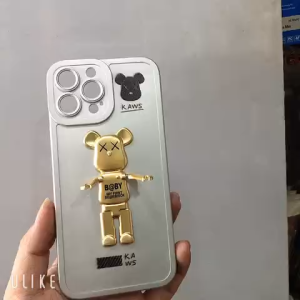 Ốp lưng iPhone 12 Pro Max - 13 - 13 Pro Max gấu Bear kiêm giá đỡ điện thoại chất liệu TPU dẻo the gioi