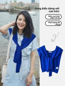 BILLI ZILLY | Áo len dệt kim nhỏ thời trang mùa hè cho nữ Áo khoác ngoài cổ bảo vệ mặc ở văn phòng màu trơn dài vừa phải