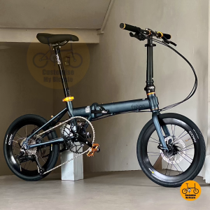 Fnhon Zephyr 18 Inch Folding Bike With Ltwoo 9 Gears Compact Lightweight Matte Dark Teal Blue Frame