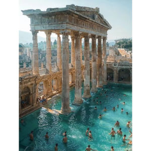 Antique Column Hot Spring Scenery Artwork Jigsaw Puzzle 500/1000/1200/2000PCS Stress Relief Puzzle Wall Art Decor Gift