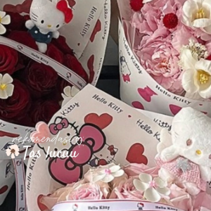 10SHEETS Hello Kitty Paper Bouquet Kraft Wrapping Paper Flower Cartoon Bouquet Packaging Material