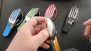【READY STOCK】Camping Spoon Set Utensil/Outdoor Picnic Barang Dapur/Sudu Garfu Spoon Set/Aluminum Handle Folding Knife