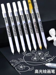 Highlight Stick Hand-Painted White Anime Black Background White Pen Art Student Design Hand Account Hook Line Golden Sketch Drawing Pen
