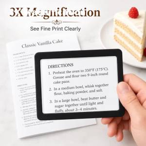 3X Magnifying Glass Portable Reading Magnifier Slim Clear Pocket Magnifier for Small Print Books Labels Receipts