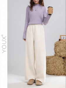 YOUXIANG | Quần Tây Rộng Thẳng Phong Cách Retro Bông