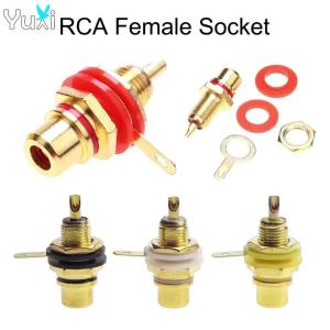YuXi 2pcs Gold Plated RCA Female Socket Lotus Connector Chassis Panel Mount Adapter Audio Video AV Terminal Plug