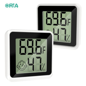ORIA termometer Hygrometer dalaman tolok kelembapan suhu 2 unit Meterm termometer bilik Hygrometer Digital untuk rumah Monitor suhu dan kelembapan yang tepat paparan LCD Fahrenheit atau Celsius