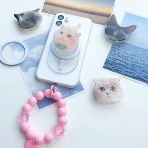 Griptok ฐานแม่เหล็ก แมวเหงื่อตก PopSocket การ์ตูนติดหลังมือถือ ที่ติดโทรศัพท์ กริ๊บต็อก