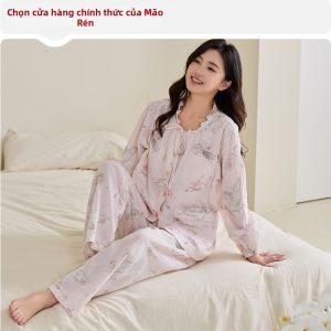 MiiOW | Đồ Ngủ Bông Kháng Khuẩn cho Mẹ Cho Con bú có Đệm Vú