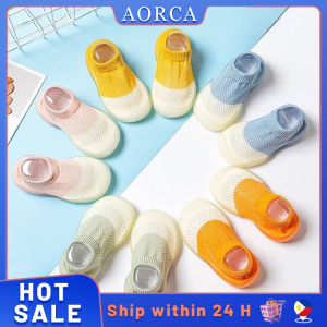 Baby Walking Shoes Summer Breathable Mesh Silicone Anti-Skid Shoes Floor Socks Indoor Slippers Lightweight Soft Cute Boys And Girls  Home Shoes Lightweight Shoes (Pink And White Panels)