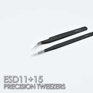 JCD Soldering Tweezers Anti-static ESD Stainless Steel Tweezers Maintenance Tools Industrial Precision Curved Straight Repair