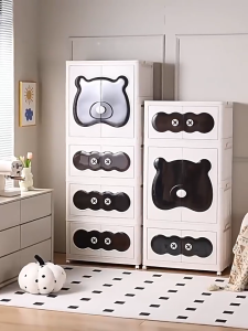 65/75cm Wardrobe Storage Double Open Doors Multipurpose Folding Stackable Storage Cabinet Almari Pakaian For Kid 折叠衣柜