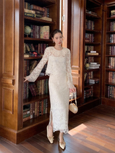 XXNING | French Lace Floral Chiffon Set Two Pieces