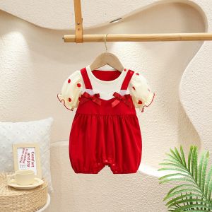 Summer Fashion Baby Girl Romper One Year Old Birthday Dress Cotton Princess Style Full Moon Hundred Days Clothes Short Sleeve