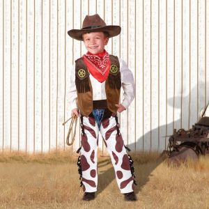 lilysshop Cowboy Costume Set Kids Halloween Party Cosplay Costume Baby Cowboy Outfit with Hat Vest Bandana for Boys and Girls