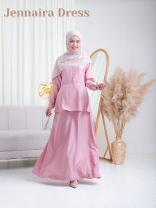 dress wanita kekinian casual dress kondangan busui lengan panjang polos