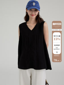 Pure Color V-Neck Casual Loose Sleeveless Summer Linen Tank Top