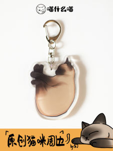 Cat Fell Asleep Siamese Kitten Keychain Designer Original Design Logic Cat Acrylic Pendant