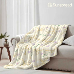 Beast Kingdom | Cream Polka Dot Ribbons Soft Warm Flannel Blanket Lightweight Cozy Christmas Halloween Home Decor Room