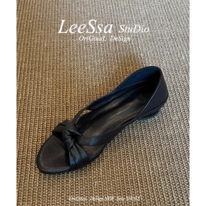 Retro Leather Version Knot Low Heel Roman Sandals Versatile for Skirts Slip-On Elegant Slippers Women Fashionable Summer Shoes