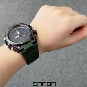 Sanda | SANDA Watch Men Top Brand Digital Quartz Watch Chronograph Man Luminous Waterproof Wristwatch Double Display Shockproof Clock