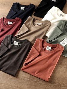 American Style Casual Heavyweight Pure Cotton Summer New Short Sleeve T-Shirt Loose Casual Versatile Dark Grey Half Sleeve T