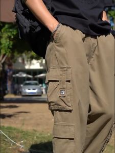 คาร์โก้ผู้ชาย สำหรับผู้ชาย เอวยางยืด ทรงหลวม ลำลอง สไตล์เกาหลี