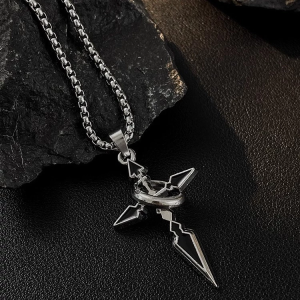Hip Hop Exaggerated Retro Cross Pendant Unique Jewelry Men Necklace Cuban Chain