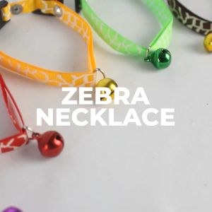 Kalung Kucing Anjing Lonceng Lucu Custom Nama Mewah Terbaru - ZEBRA NECKLACE (AKLIRIK HITAM)