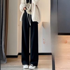 JIANGLU | Autumn Winter Thickened Lamb Velvet High Waist Wide Leg Pants Womens Loose Casual Trousers Large Size Draping Floor-Length