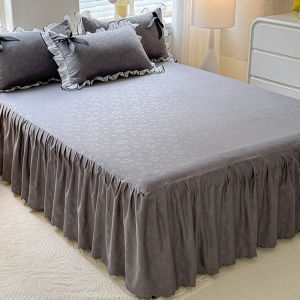 Antislip Lace Trim Flannel Bed Skirt