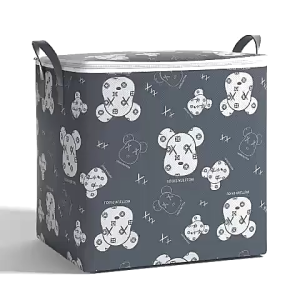 túi chăn màn hình gấu hình hoa Túi đựng chăn màn100l giỏ đựng quần áo cỡ lớn có nắp dây kéo 2 chiều