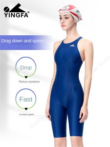 FINA Kneesuit YINGFA Women Competitive Racing Swimsuit Professional Legsuit Reduce Resistance And Improve Swimming Speed Black Athletes Swimwear