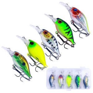 HENGJIA 5pcs/lot Fishing Lures Kit Plastic Crank Bait 4.3g 5.3cm Wobblers Crankbait Tackle Bass Bait Spinners for Fishing